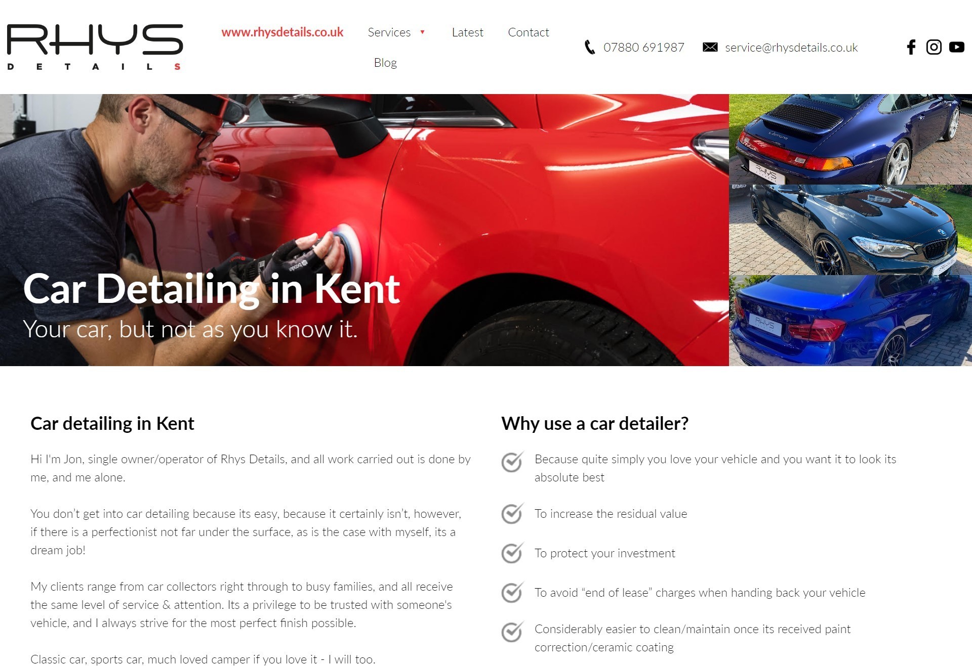 A responsive car detailing website in Kent
