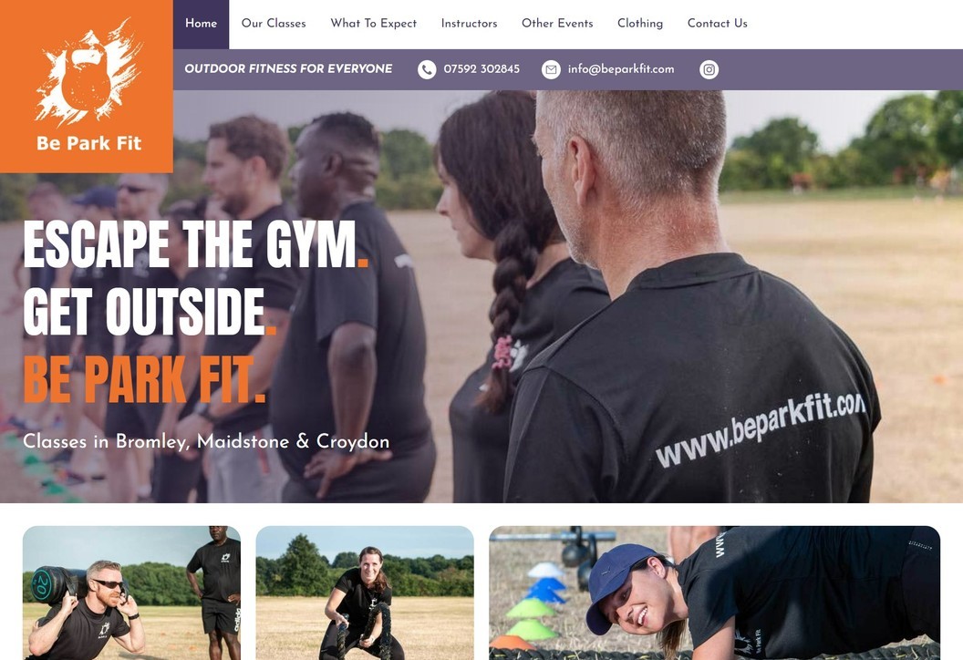 A responsive fitness website with accents of orange