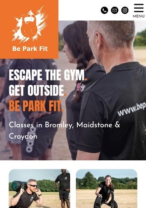 A responsive website design to encourage fitness shown on mobile.